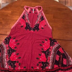 Free people v neck racer back dress.  Size extra small.  Bright and colorful.